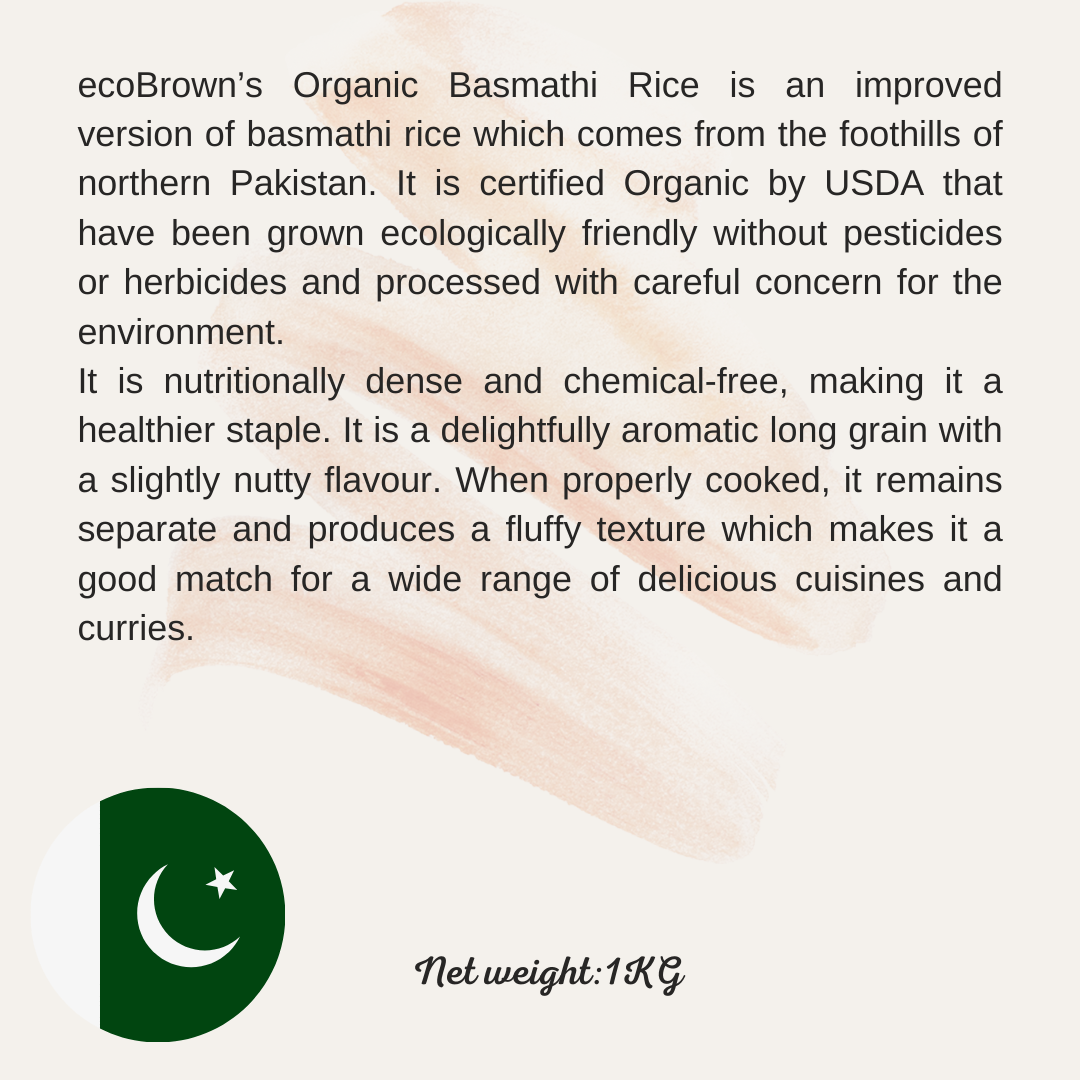 ecoBrown’s Organic Basmathi Rice 1kg
