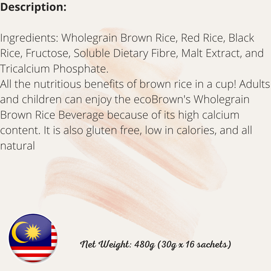 Original Wholegrain Brown Rice Beverage 原味全谷糙米健康饮品 480g (30g x 16 sachets)