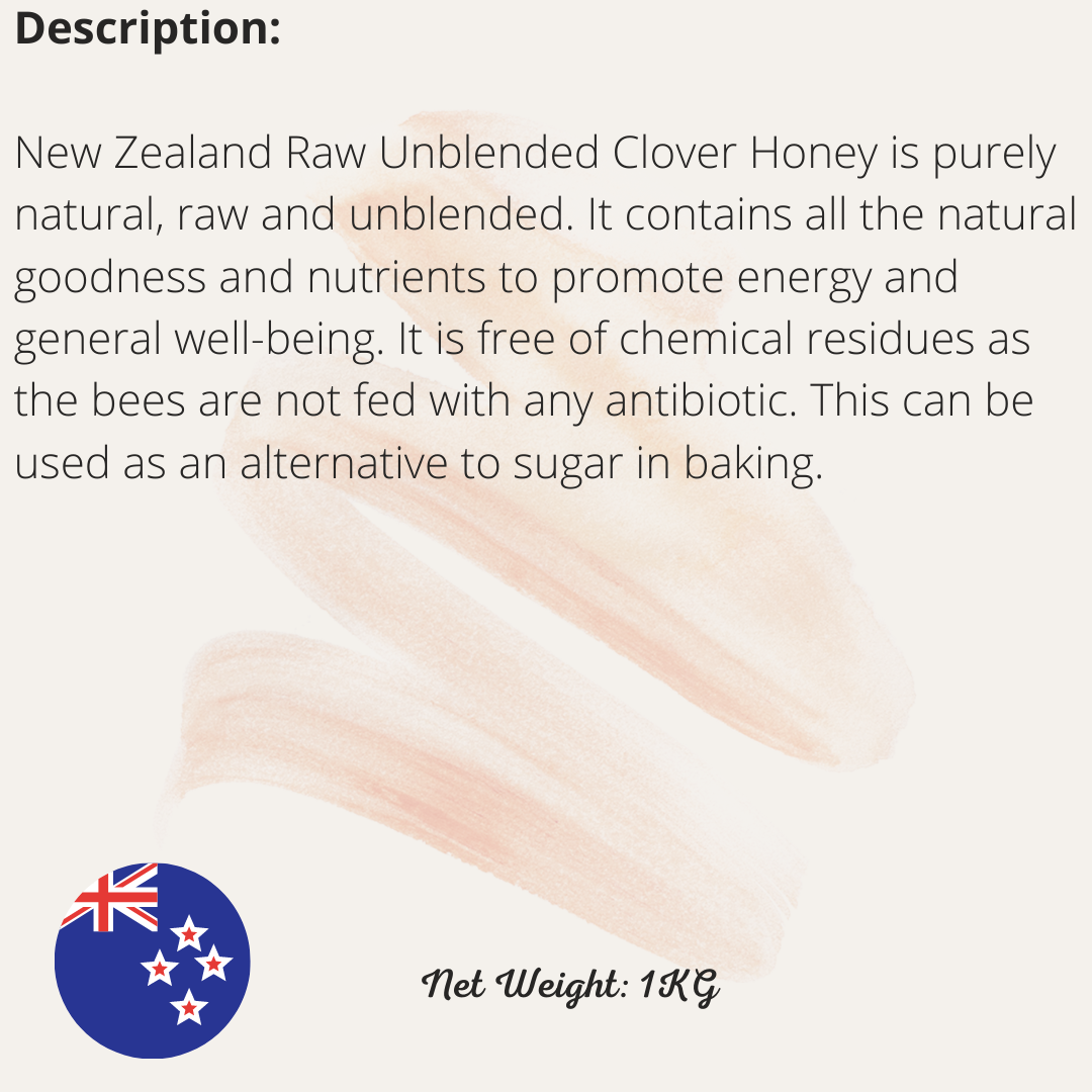 New Zealand Raw Unblended Clover Honey 1kg